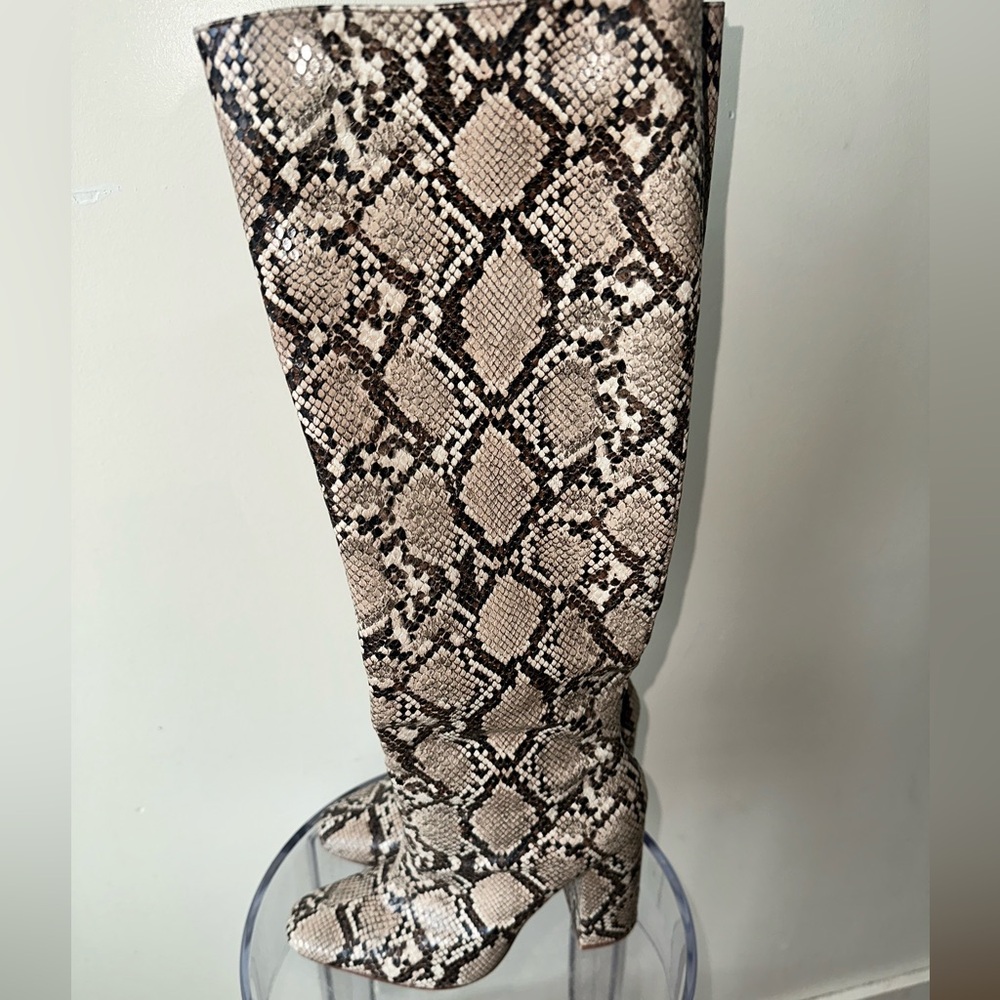 Zara snakeskin knee high boot